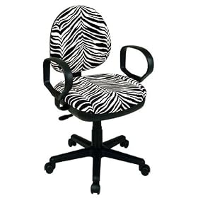 OSP Work Smart DH3405-237 Zebra Animal Print Office Task Desk Chairs with Loop Arms by Chairs ObiwanSales