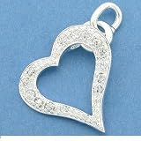 Sterling Silver CZ Heart Charm Love Pave Jewelry 21mm