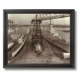 Warships Norfolk Navy Yard Norfolk VA 1940 Maritime Photo Wall Picture Black Framed Art Print