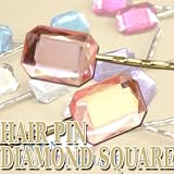 激安プライス!２個セット!99円!Cuteなヘアアクセ・ダイヤモンド・スクエア・ヘアピン・DIAMOND SQUARE HAIR PIN《L PINK》 pink diamond