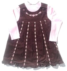 Good Lad Toddler Girl Brown Floral Corduroy Jumper