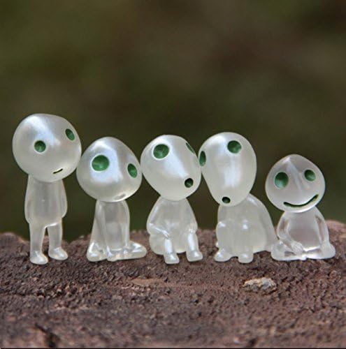 NEW Princess Mononoke Luminous Tree Elves Doll Japan Spirit Kodama Garden Decor 5pcs