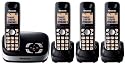 Panasonic KX-TG6524EB DECT Quad Digital Cordless Phone Set with Answer Machine - Black