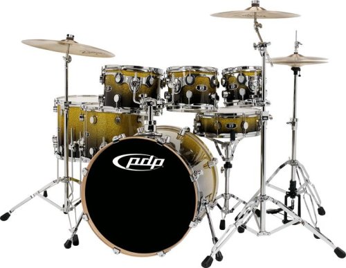 Pacific Drums by DW X7 8 Tom, 14 Floor Tom, 14x5 Snare, Silver/Black Fade