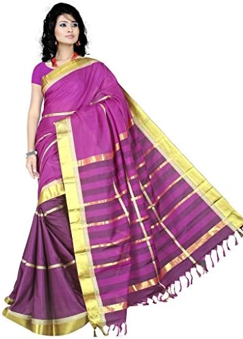 Mohta Fashions Women's Cotton Silk Traditional Saree Free Size Purple