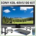 Sony BRAVIA V-Series KDL-40V5100 40-Inch 1080p 120Hz LCD HDTV + Blu-Ray Accessory Kit