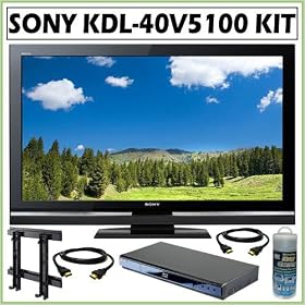 Sony BRAVIA V-Series KDL-40V5100 40-Inch 1080p 120Hz LCD HDTV + Blu-Ray Accessory Kit