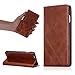iPhone 6/6s Plus Case, Marge Plus Oil Wax Pattern Genuine Leather iPhone Case One Card Holder Slot Flip Cover Folio Case With Stand for Apple iPhone 6/6s Plus 5.5 Inch (Brown)