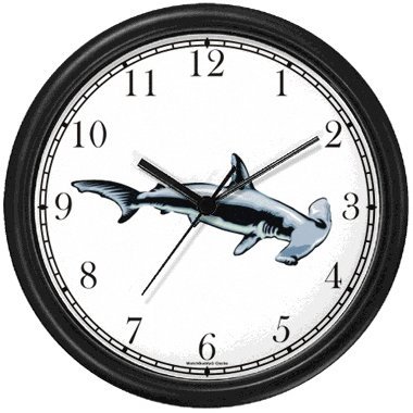 Kitchen: Hammerhead Shark Animal Wall Clock by WatchBuddy Timepieces  Slate Blue Frame 