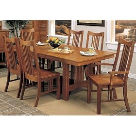 Coaster Company 7 Piece Mission Double Pedestal Dining Room Table Set