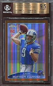 2008 topps chrome copper refractors #tc210 MATTHEW STAFFORD rookie BGS 9.5 Graded Card