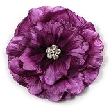 Large Purple Crystal Fabric Rose Brooch