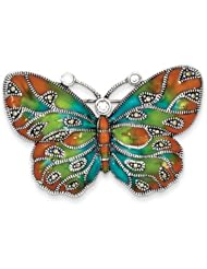 Sterling Silver Marcasite Enameled Cz Pin, Best Quality Free Gift Box Satisfaction Guaranteed