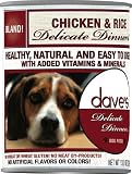 Dave's Natural Canned Dog Food, Delicate Dinners, Easy to Digest, Chicken & Rice, Wheat & Wheat Gluten Free (Pack 12x13oz)