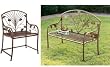 Antique Bronze Gingko Leaf Iron Garden Bench and Arm Chair