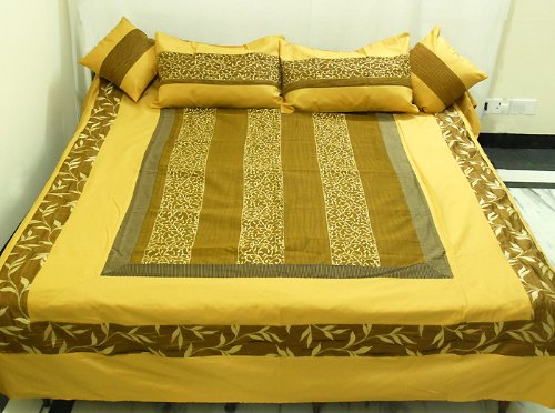 Home Furnishing Silk bed sheet Bedspread with Pillow & Cushion Covers