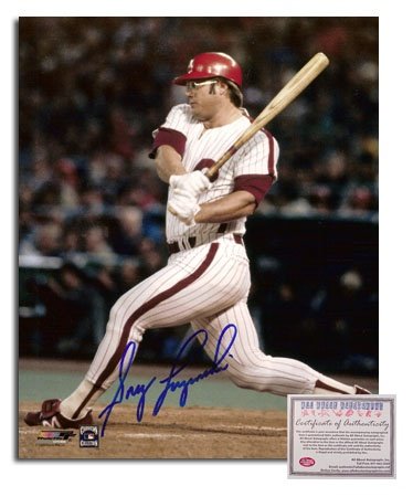 Greg Luzinski Philadelphia Phillies MLB Hand Signed 8x10 Photograph Home Jersey Swinging