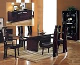 Contemporary Wenge Lacquered Wood Extendable Dining Table with 6 Elegant Dining Table