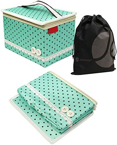 Travel Jewelry and Cosmetic Foldable Polka Dot Bag with Bonus Reusable Storage Bag (Mint)
