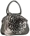 Designer Inspired Silver Faux Leather Rosette Hobo Handbag