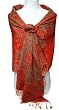 Elegant Red Reversible Paisley Pashmina Silk Shawl Wrap