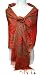 Elegant Red Reversible Paisley Pashmina Silk Shawl Wrap