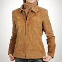 BGSD Women's Classic Zip Front Suede Leather Jacket - Misses & Petite