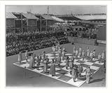 Historic Print (M): A general view of the human chess board during a match between Mr. R.J. Broadbent (Briti