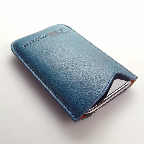 【日本製・ハンドメイド】KCS FABRICATIONS iPhone3G/3GS/4用 レザーケース イタリアンレザー [KCS レザースリーブ WAVE]　KCS-0020-BL ブルー