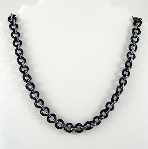 Black and Gunmetal Chainmaille Necklace, Chainmail