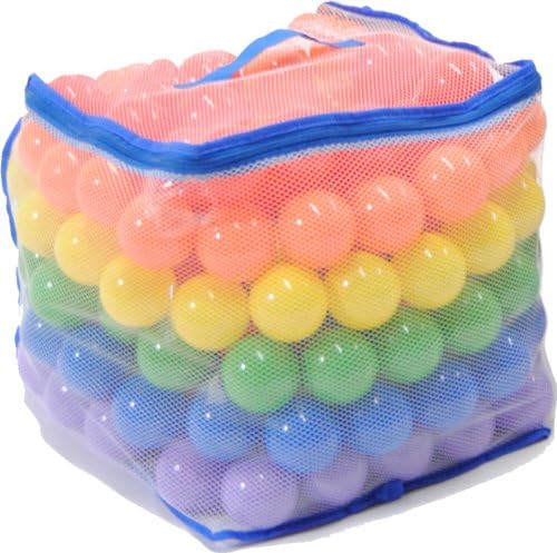 EWONDERWORLD 200 Count 2.4" Non-Toxic BPA & Phthalate Free Crush Proof Plastic Play Balls with 8 Vibrant Colors and Durable Mesh Bag – Pit Balls for Kids & Toddlers, Playpen & Kids Tent