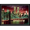New York - Roter Himmel �ber Der Brooklyn Bridge 3D-Poster (gerahmt) (42 x 30cm)