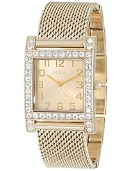 GUESS Womens U0130L2 Enduring Chic Crystal Mesh Gold-Tone Watch