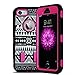 iPhone 6S Case, Tribal Hybrid Dual Layer Armor Defender Full Body Protective PC Box Case Cover for iPhone 6S, iPhone 6 4.7-inch with 1 Screen Protector and Stylus (Hot Pink)