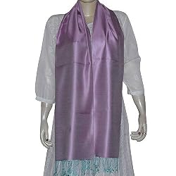 Indian Scarves Pure Silk Womens Accessory 19 x 74 inches (psrf154)