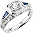 14K White Gold Sapphire and Diamond Engagement Ring