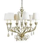 51v2uaQex4L. SL160  AF Lighting 7634 6H Candice Olson Elsa Candle Base Chandelier, Soft Gold with Antique Glass and Cream Linen Hard Back Shades