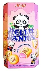Meiji Hello Panda Biscuits with Strawbery Cream, 10-Count Packages (Pack of 4)