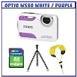 Pentax Optio WS80 White/Purple 10MP CCD Digital Camera w/ 4GB SDHC + Joby Mini Tripod + Floating Strap Bundle Pack #2