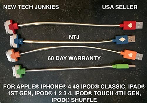 NTJ SHORT 8 INCH Glow-in-the-dark LED Light up Solid One Light Color High Speed Usb to 30pin Data Sync Charger Charge Cable Cord Adapter FOR Ios 6 Ios7 FOR Iphone 4 4s Phones, Iphone 1st Generation, Iphone 3g, Iphone 3gs, Ipad First Generation, Ipad 2, Ipod Touch 2, 3, 4, Nano 5 6 (4 Colors to Choose From) (Blue)