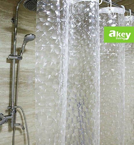 Akey living Heavy Duty 3d Cube Shower Curtain, EVA Waterproof Shower Curtains, Mildew Resistant Shower Curtains, 3d Water Cube Shower Curtains_72×72inch (White)