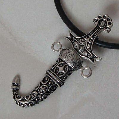 Little Persian Sword Dagger Pewter Pendant W Necklace POLISHED SHINY PEWTER