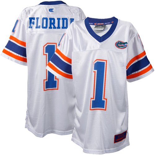 Florida Gators #1 Youth Stadium Football Jersey-White (Large)