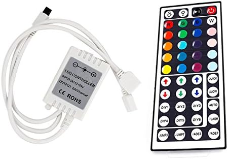 FLFLK 2 Ports 44-key 4-pin Output IR Remote Controller for 5050 3528 RGB LED Light Strip Controling 2x 5m RGB LED Strip Lights