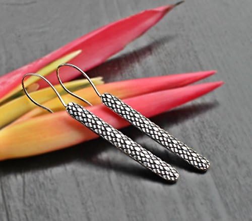 Snake Skin Pattern Long Bar Earrings