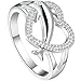 BOHG Jewelry Womens 925 Sterling Silver Plated Heart Dolphin Cute Eternity Ring Love Promise Wedding Band Size 8