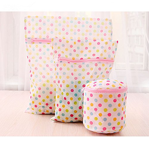Amian Shop Laundry Bags Bra Wash Bag Underwear Lingerie Sock Mesh Net Wash Basket Bag Polka Dot,2 Laundry Wash Bags and 1 Bra Wash Bags