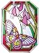 10" OCTAGON Stained ART Glass PLUM PINK LAVENDER BUTTERFLY Contemporary WINDOW Panel