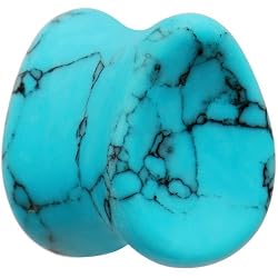 7/16" Concave Pear Turquoise Stone Plug