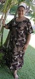 Regular & Plus Size Round Neck Long Dress - Hawaiian Night Whisper Hawaiian Aloha Caftan/Kaftan Style Evening Dress